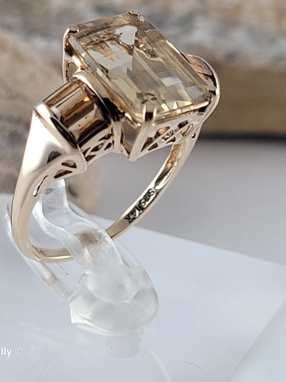 14K Yellow Gold Quartz and Citrine Ring Size 6.75 - Solid Gold! 👌🎁